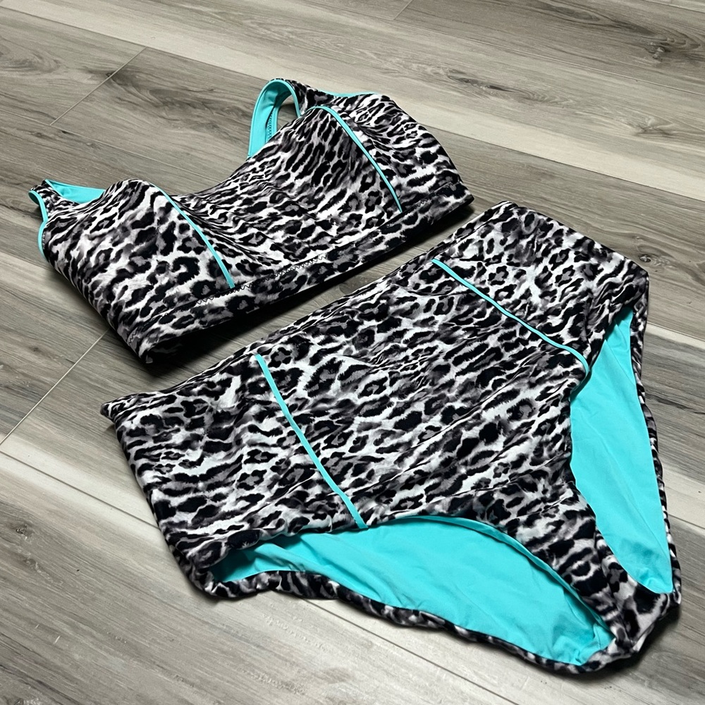 Teal/leopard 2PC - Picture 3 of 6